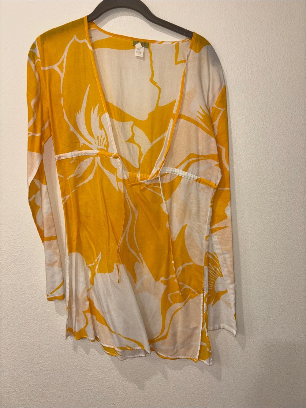 Echo Yellow and White Floral V-Neck Tunic